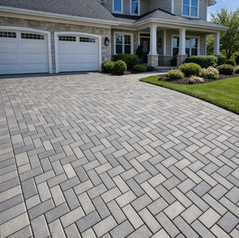Paver driveway surface for professional pressure washing service