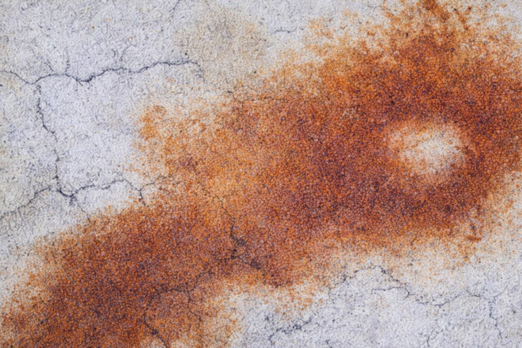 Rust stains on concrete surface needing professional rust removal