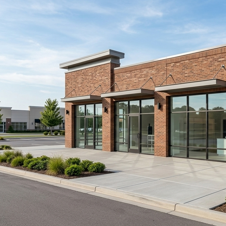 Commercial storefront building needing commercial pressure washing